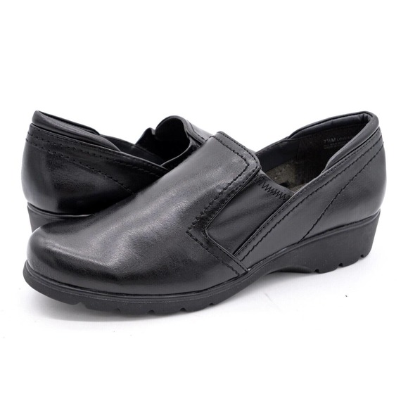 AEROSOLES Shoes - Aerosoles Love Song Womens 7.5 Loafers Black Faux Leather Casual Slip On Shoes
